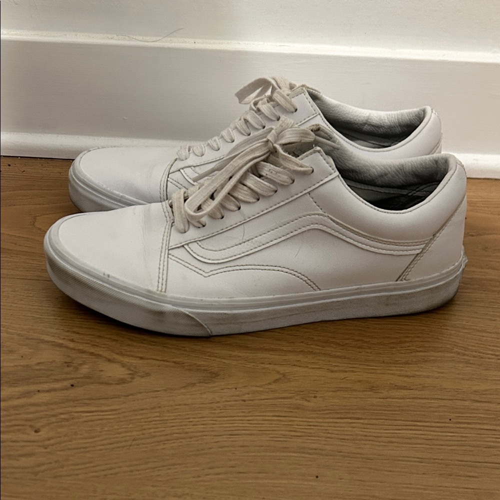 Vans Men's Classic White Leather Sneakers